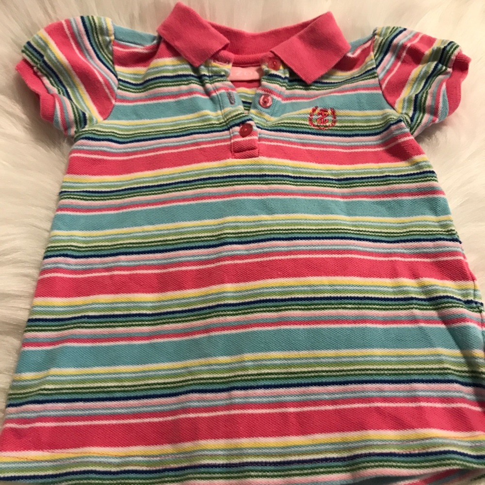 Girls Multi colored striped collared top